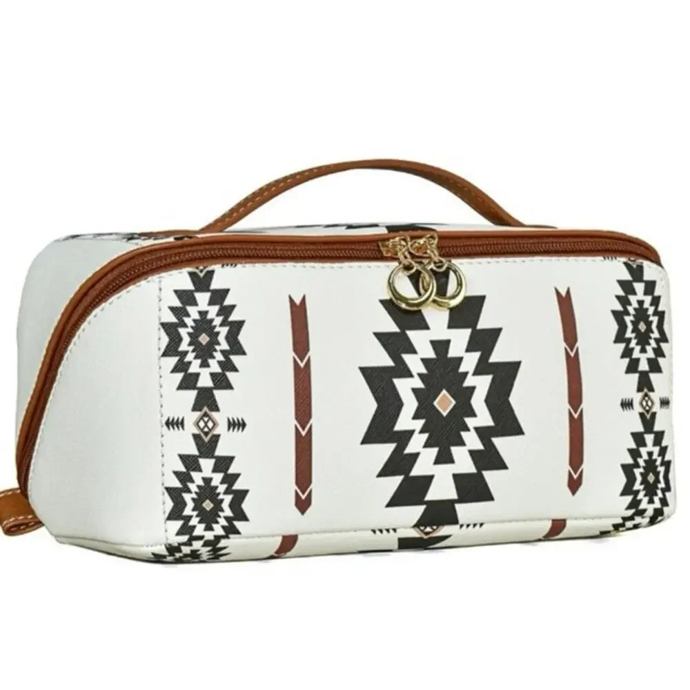 NEW Boutique Aztec Multi-Compartment Travel Cosmetic Makeup Organizer Bag